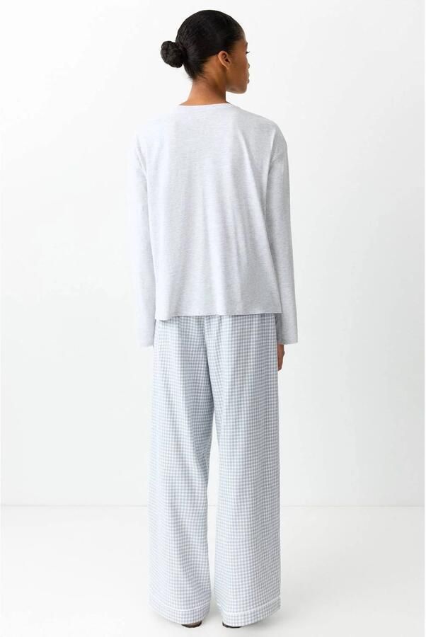 MANGO TEEN geruite pyjama pastelgrijs - Foto 3