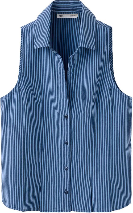 MANGO TEEN gestreepte blouse blauw