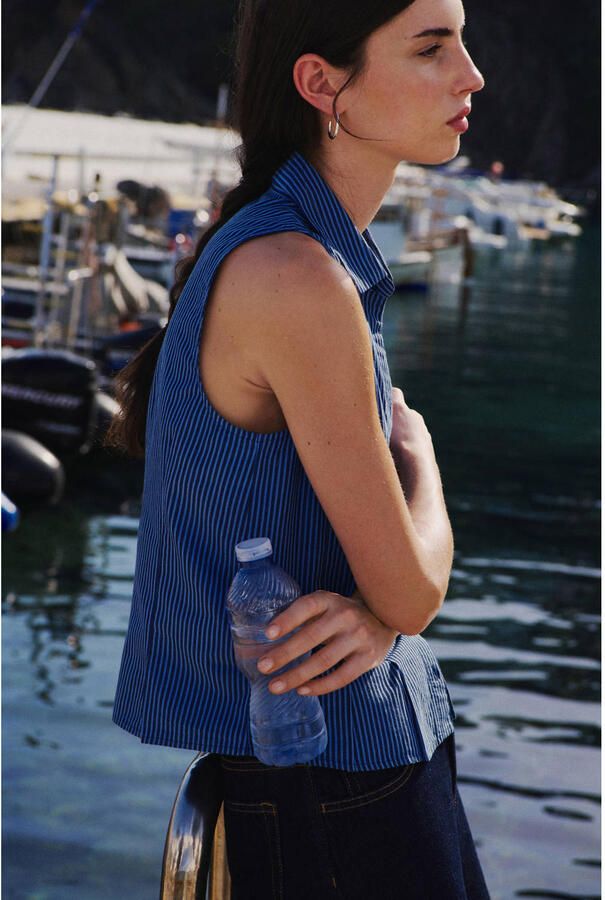 MANGO TEEN gestreepte blouse blauw - Foto 3