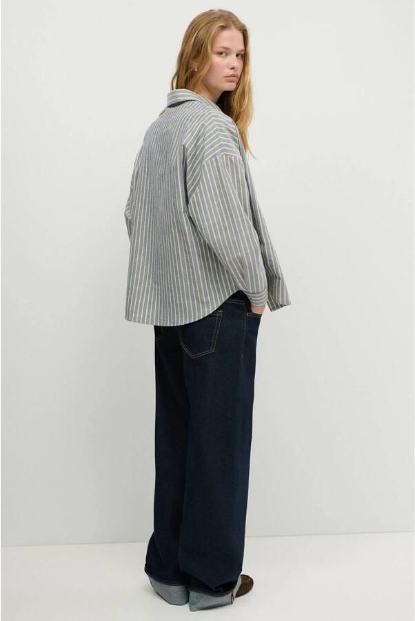 MANGO TEEN gestreepte blouse lichtblauw ecru Meisjes Katoen Klassieke kraag maat 158(XS) - Foto 3