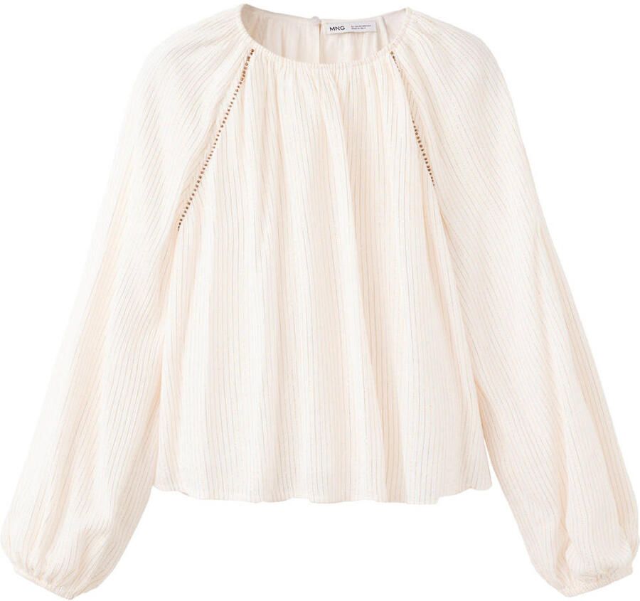 MANGO TEEN gestreepte blouse met kraaltjes wit