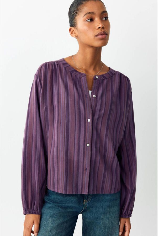 MANGO TEEN gestreepte blouse paars