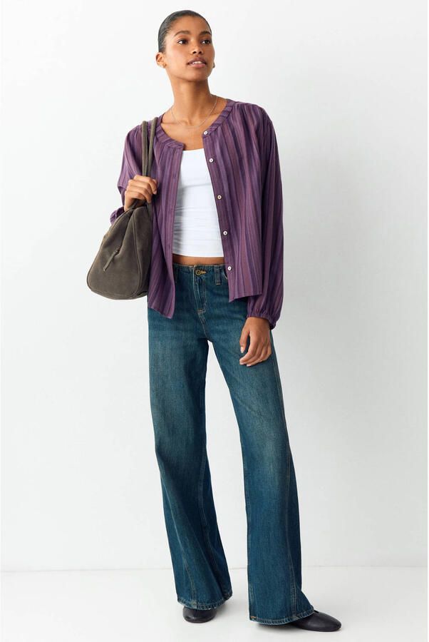 MANGO TEEN gestreepte blouse paars - Foto 2