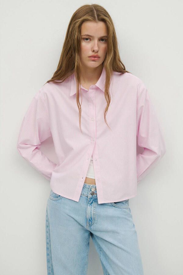 MANGO TEEN gestreepte blouse roze