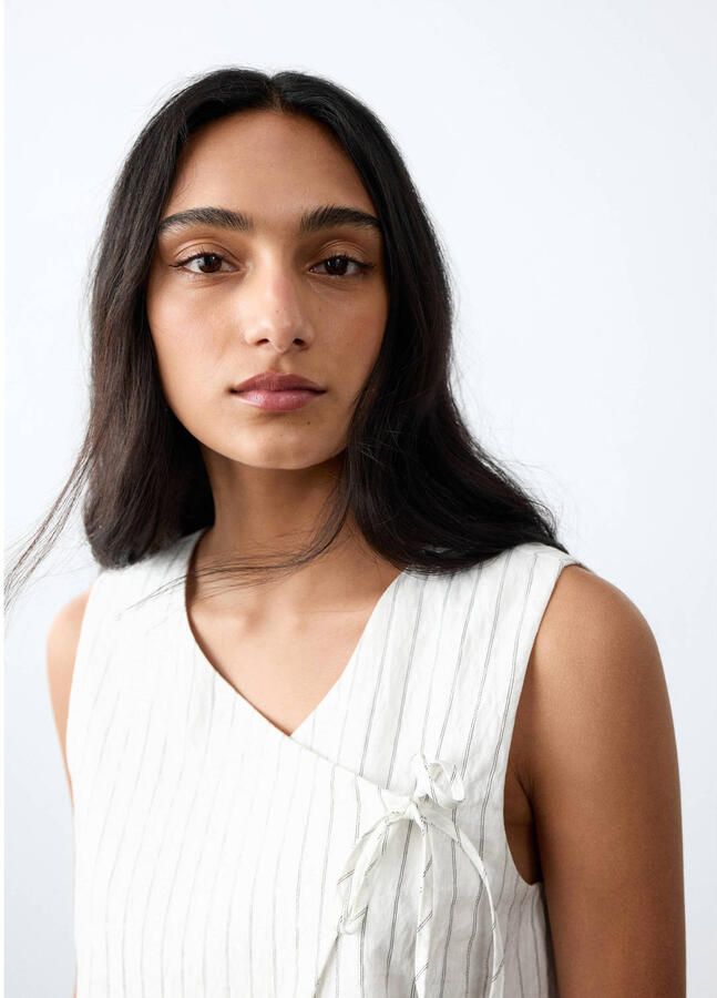 MANGO TEEN gestreepte gilet ecru - Foto 3