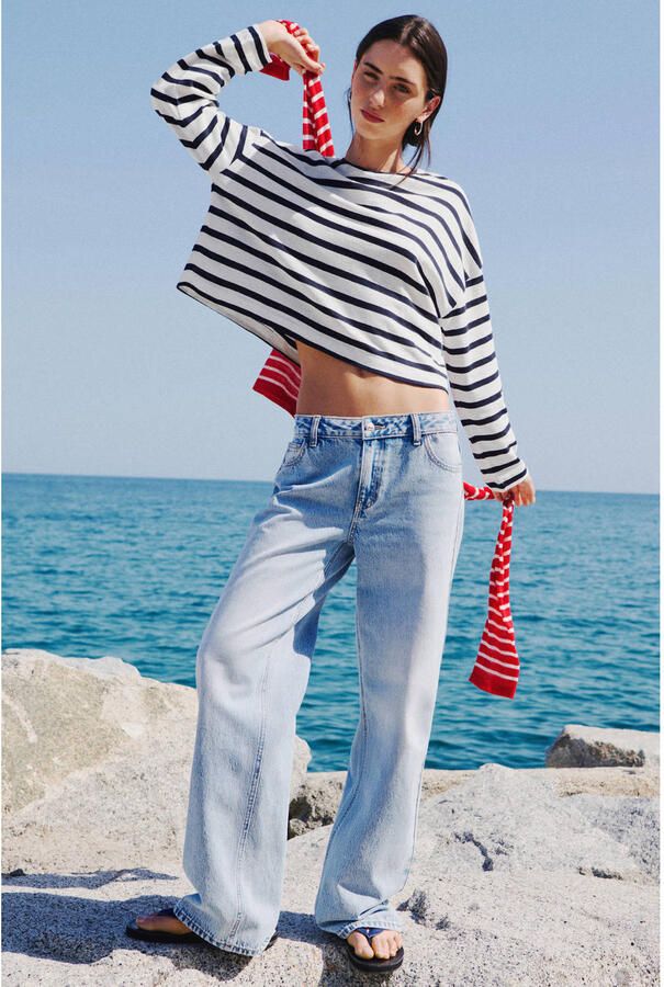 MANGO TEEN gestreepte longsleeve marineblauw - Foto 2