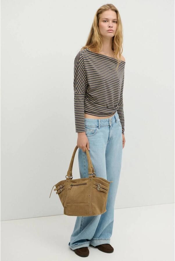 MANGO TEEN gestreepte longsleeve marineblauw zand - Foto 2