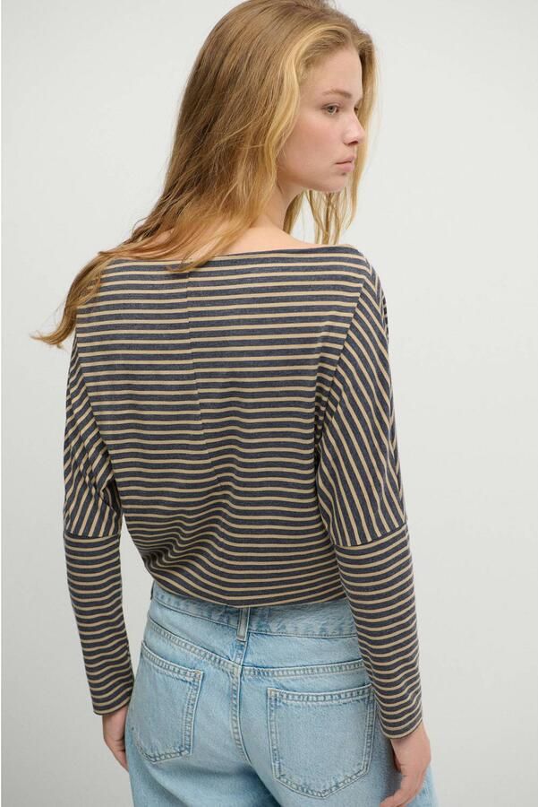 MANGO TEEN gestreepte longsleeve marineblauw zand - Foto 3