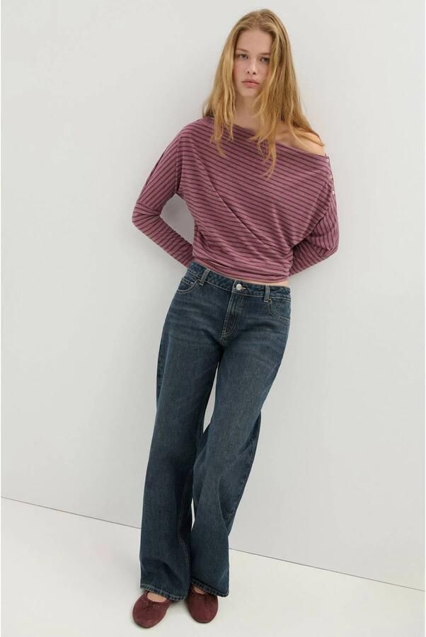 MANGO TEEN gestreepte longsleeve roze