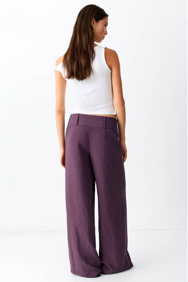 MANGO TEEN gestreepte pantalon aubergine - Foto 3