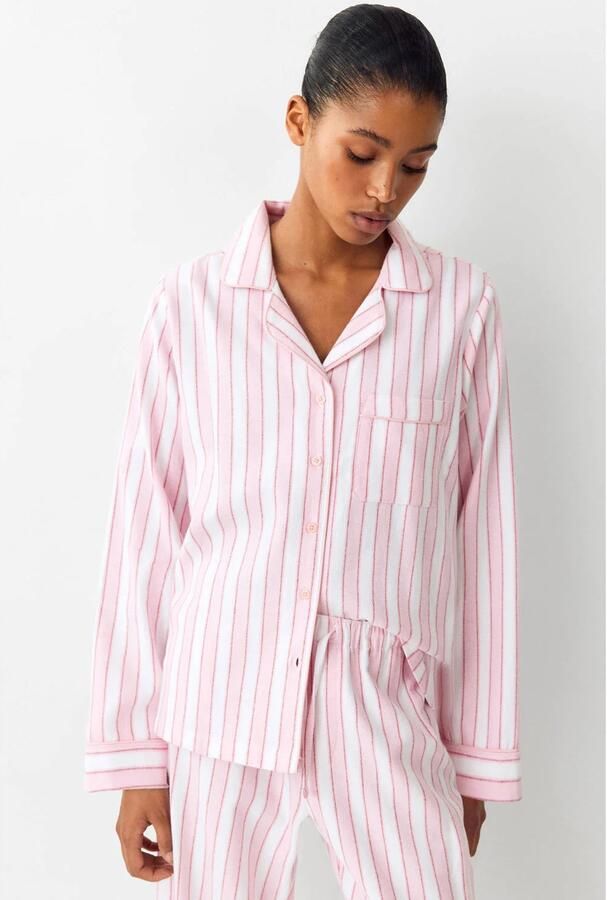 MANGO TEEN gestreepte pyjama lichtroze ecru