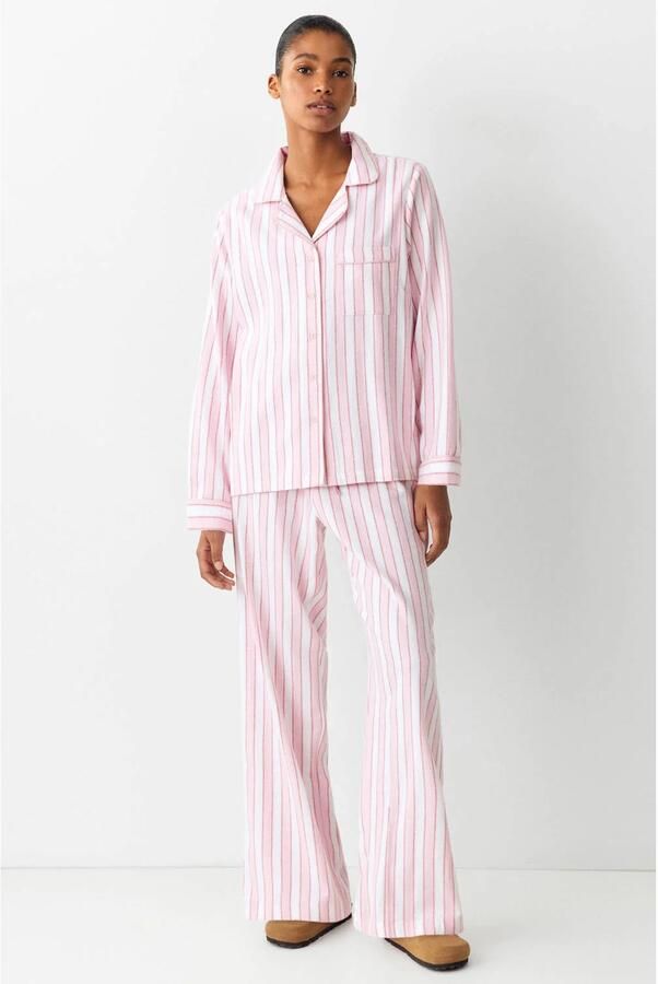 MANGO TEEN gestreepte pyjama lichtroze ecru - Foto 3