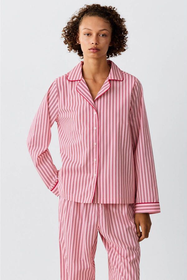 MANGO TEEN gestreepte pyjama roze rood