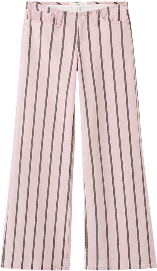 MANGO TEEN gestreepte straight leg jeans roze