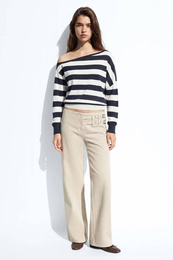 MANGO TEEN gestreepte trui marineblauw