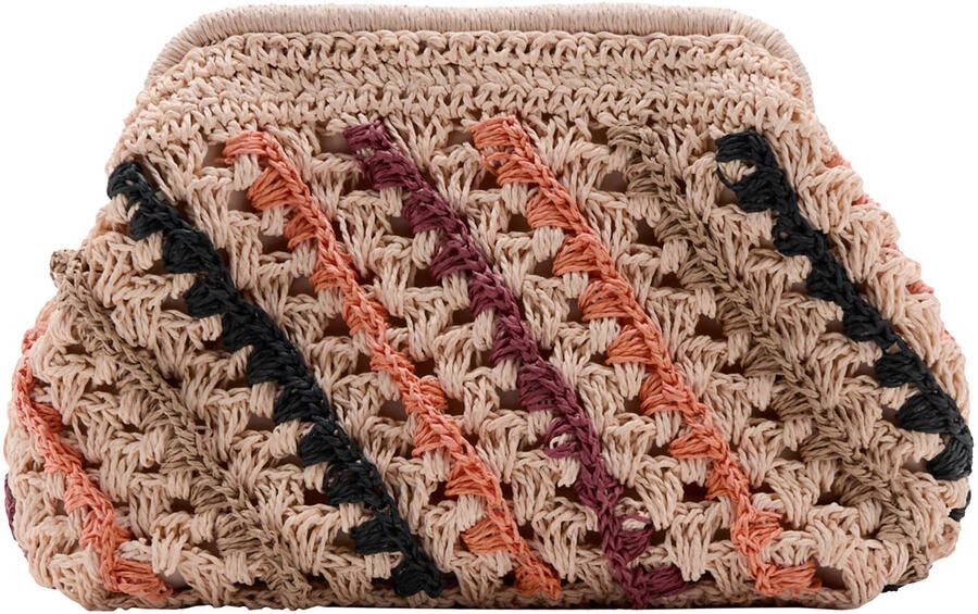 MANGO TEEN gevlochten clutch lichtbruin oranje zwart