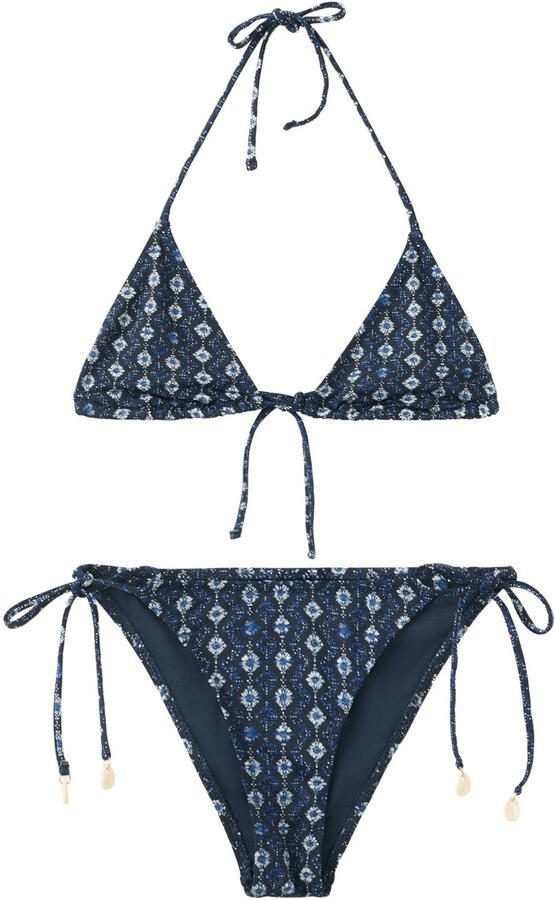 MANGO TEEN halter bikini all over print donkerblauw