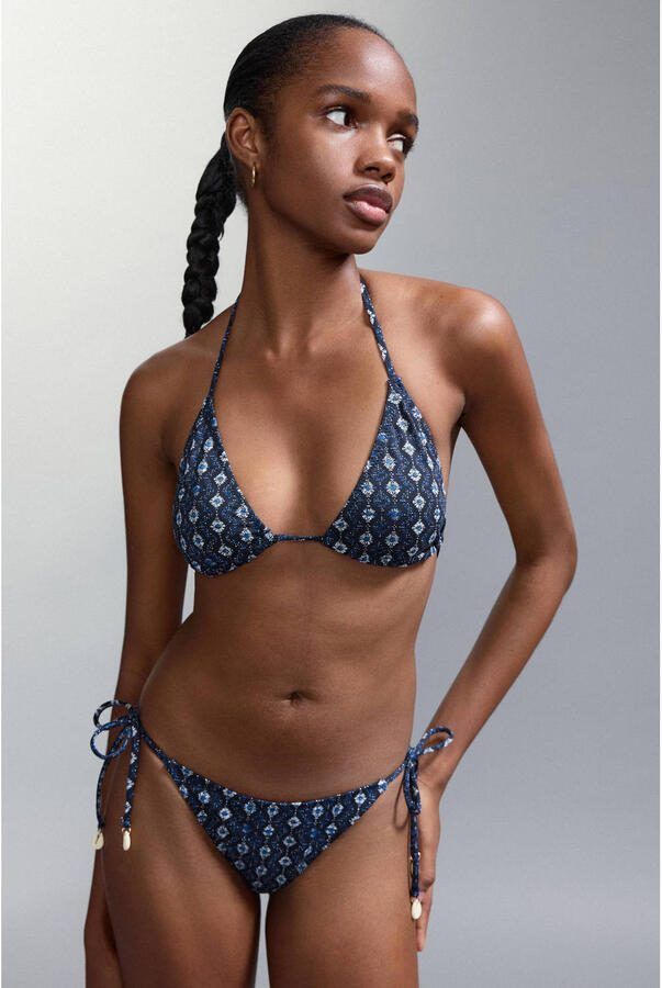 MANGO TEEN halter bikini all over print donkerblauw - Foto 3