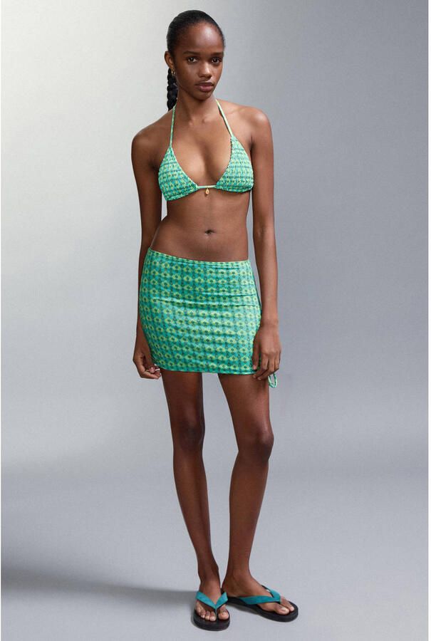 MANGO TEEN halter bikini all over print groen - Foto 2