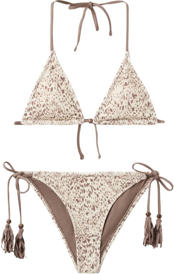 MANGO TEEN halter bikini all over print lichtbruin