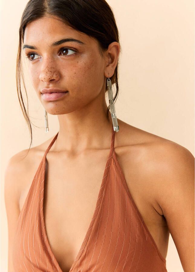 MANGO TEEN halter maxi jurk met cut-out oranje - Foto 2