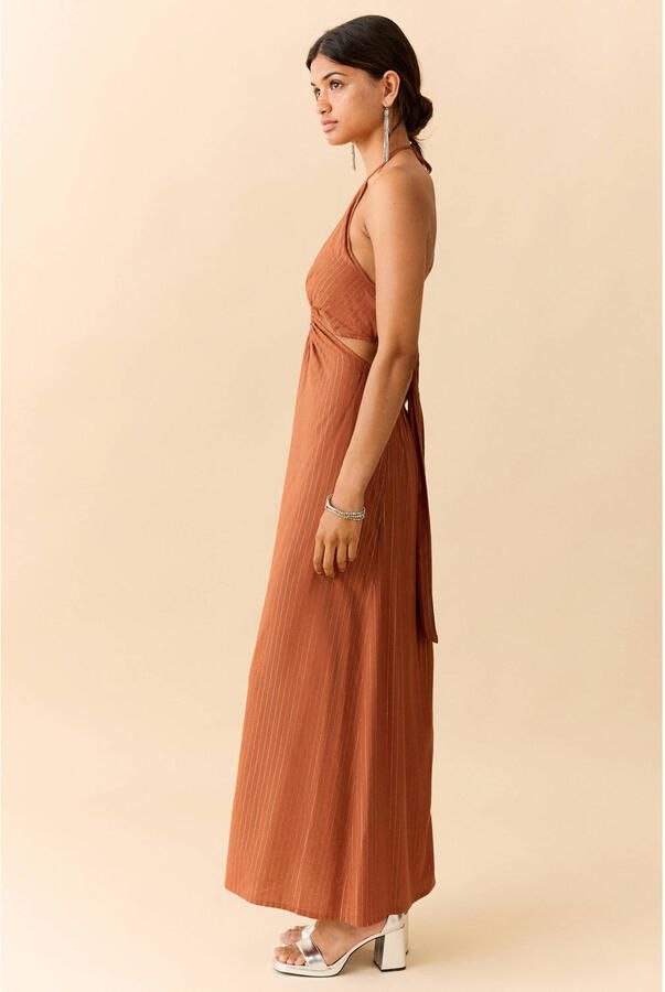 MANGO TEEN halter maxi jurk met cut-out oranje - Foto 3