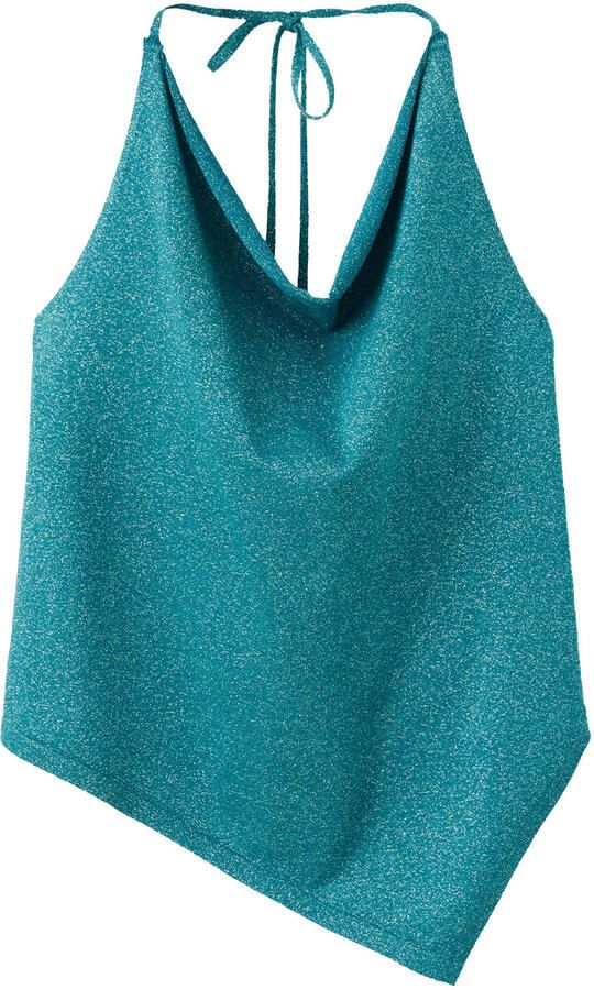 MANGO TEEN halter top met glitters blauw
