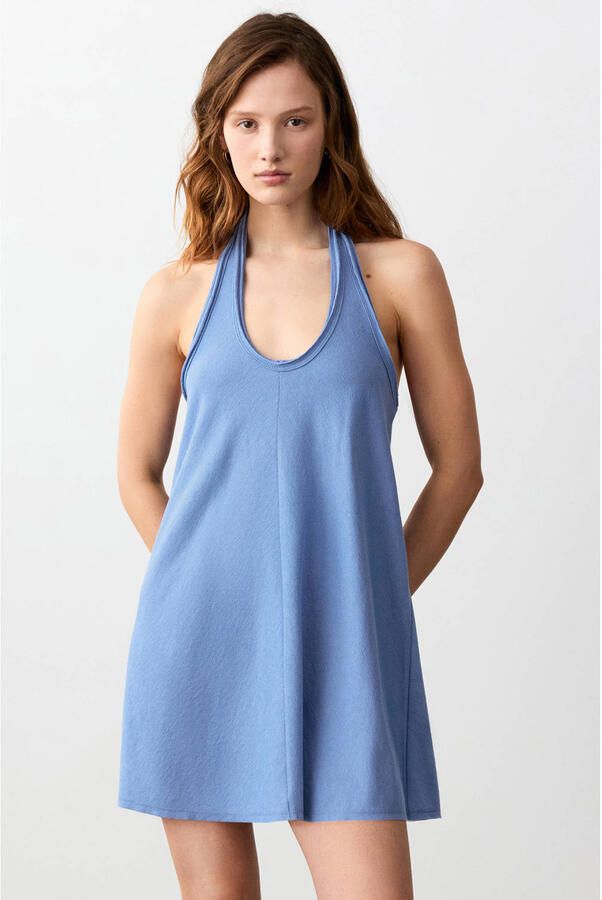 MANGO TEEN halterjurk blauw