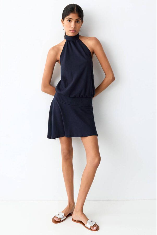 MANGO TEEN halterjurk donkerblauw