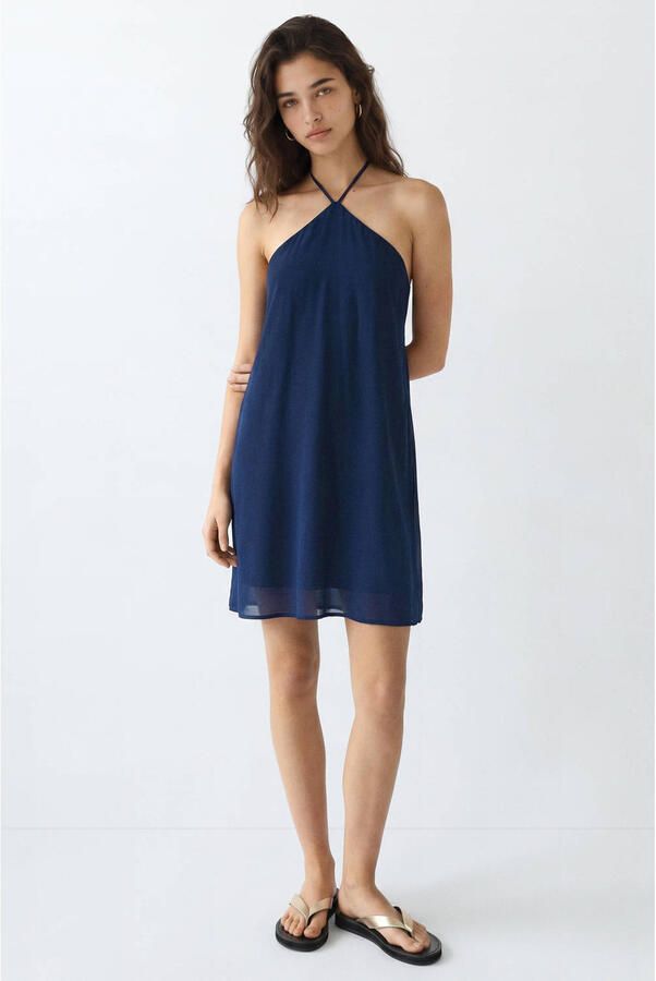 MANGO TEEN halterjurk donkerblauw