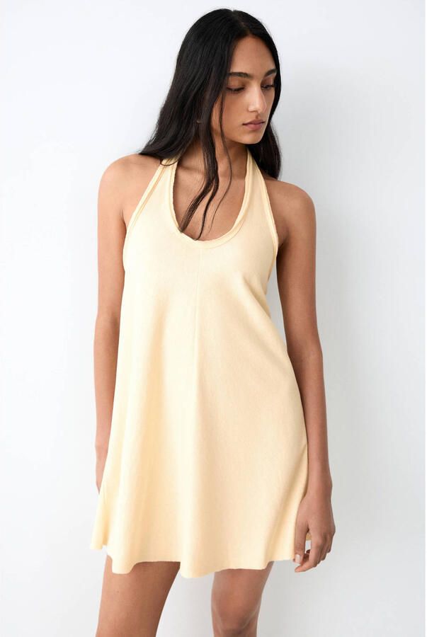 MANGO TEEN halterjurk lichtgeel