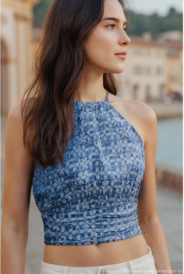 MANGO TEEN haltertop blauw - Foto 2