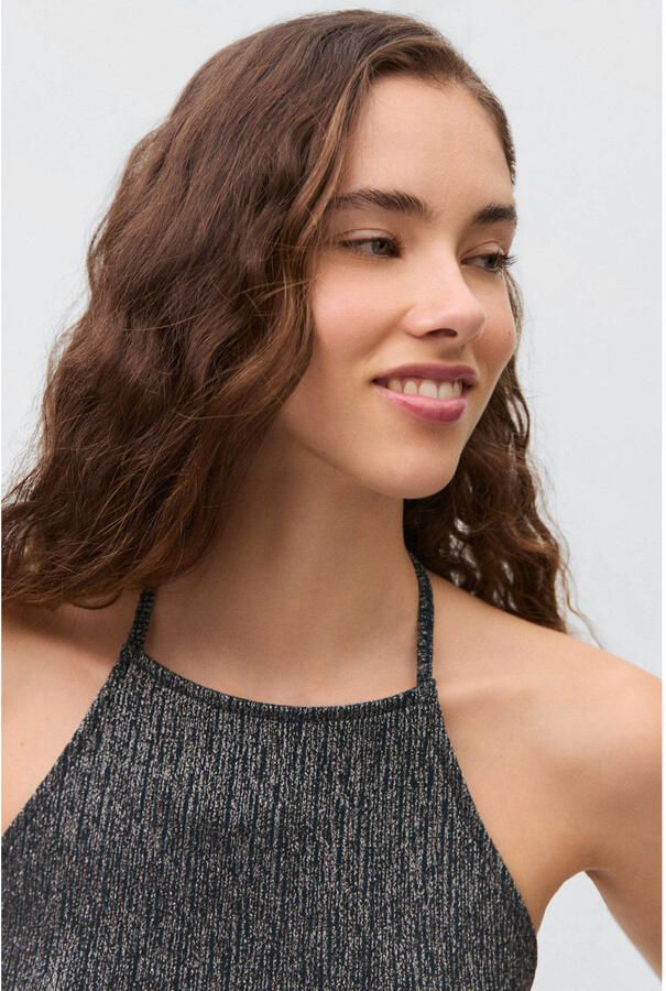 MANGO TEEN haltertop donkerblauw met glitter - Foto 2