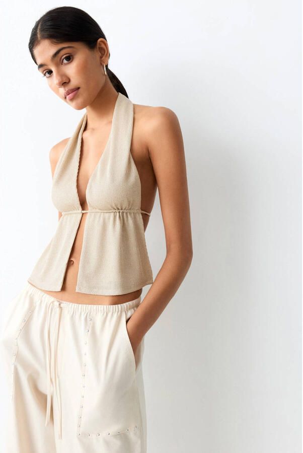 MANGO TEEN haltertop goud