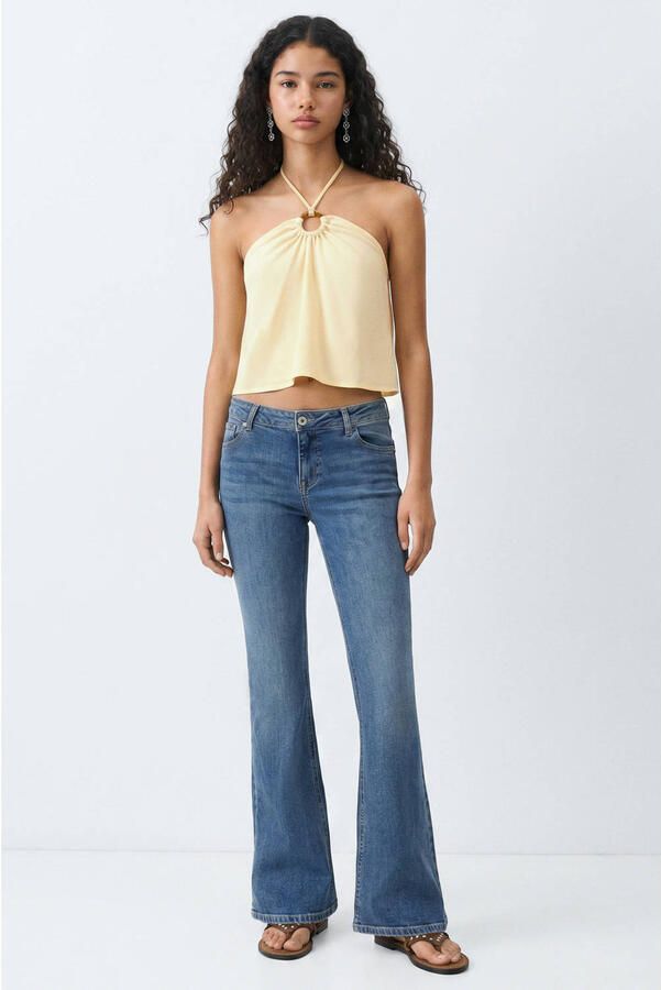 MANGO TEEN haltertop met open rug lichtgeel - Foto 3