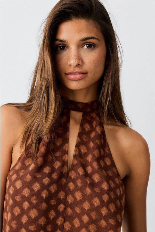 MANGO TEEN haltertop met print bruin - Foto 3