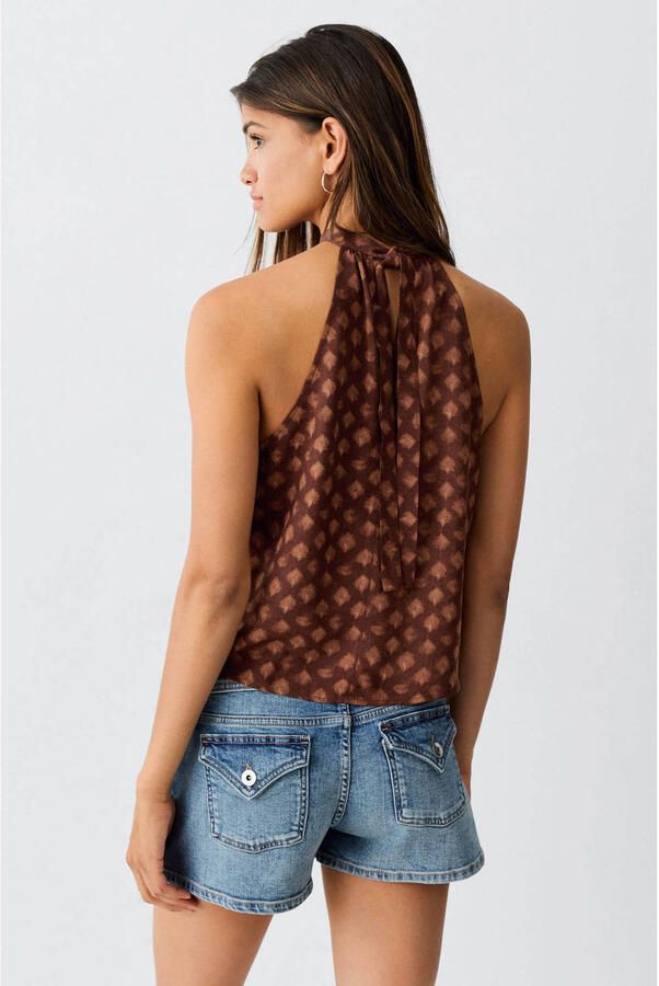 MANGO TEEN haltertop met print bruin - Foto 2