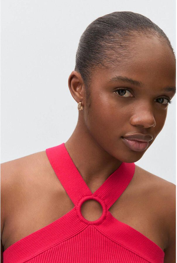 MANGO TEEN haltertop rood rib gebreid - Foto 2