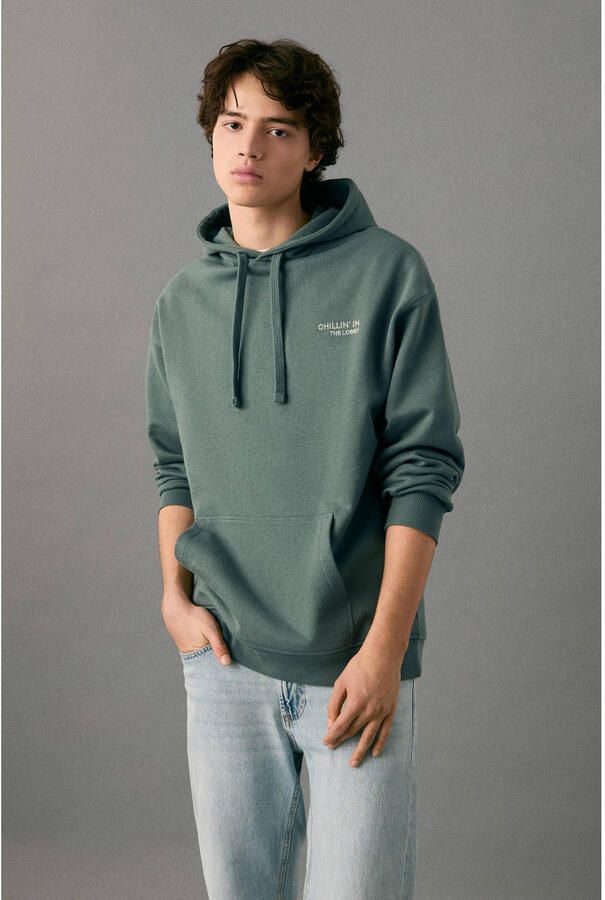 MANGO TEEN hoodie met backprint groen