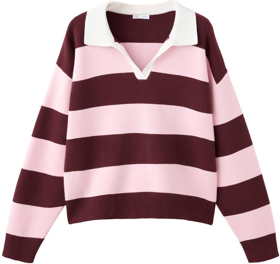 MANGO TEEN gestreepte polo donkerrood roze