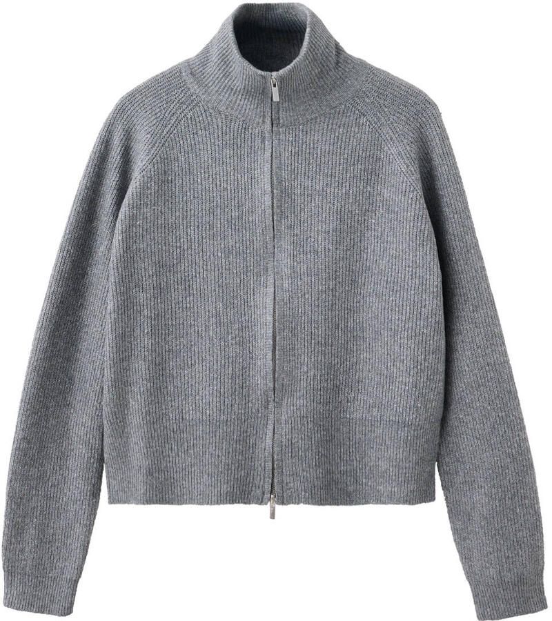 MANGO TEEN gebreid vest middengrijs Meisjes Polyester Opstaande kraag maat 152(XXS)