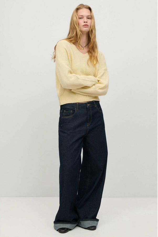 MANGO TEEN gebreide trui met wol geel