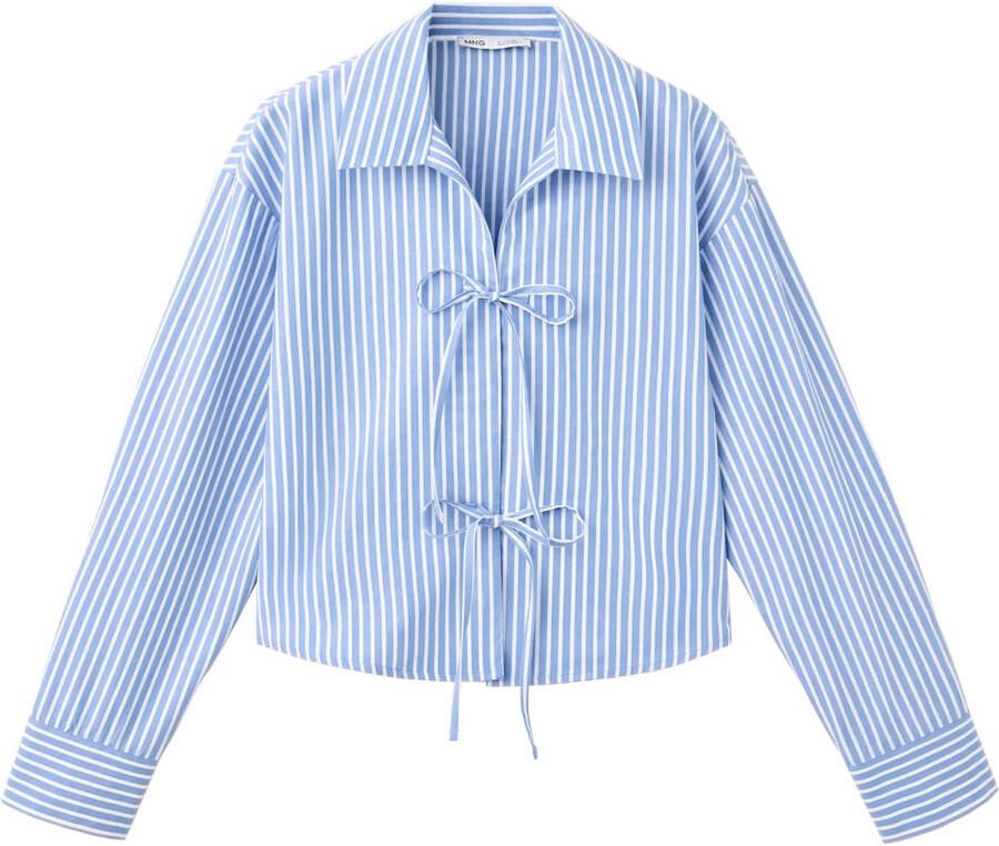 MANGO TEEN blousetop met krijtstreep lichtblauw