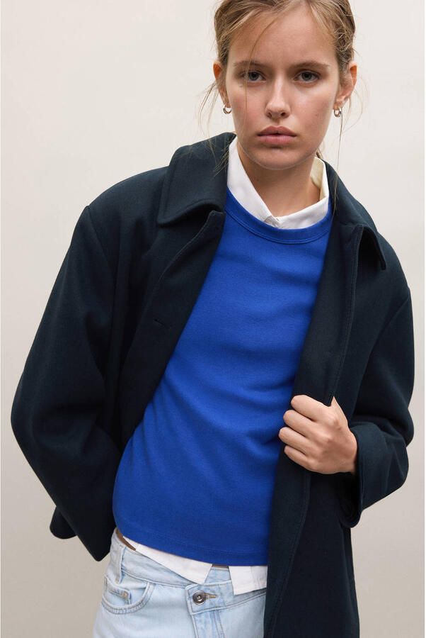 MANGO TEEN mantel jas donkerblauw