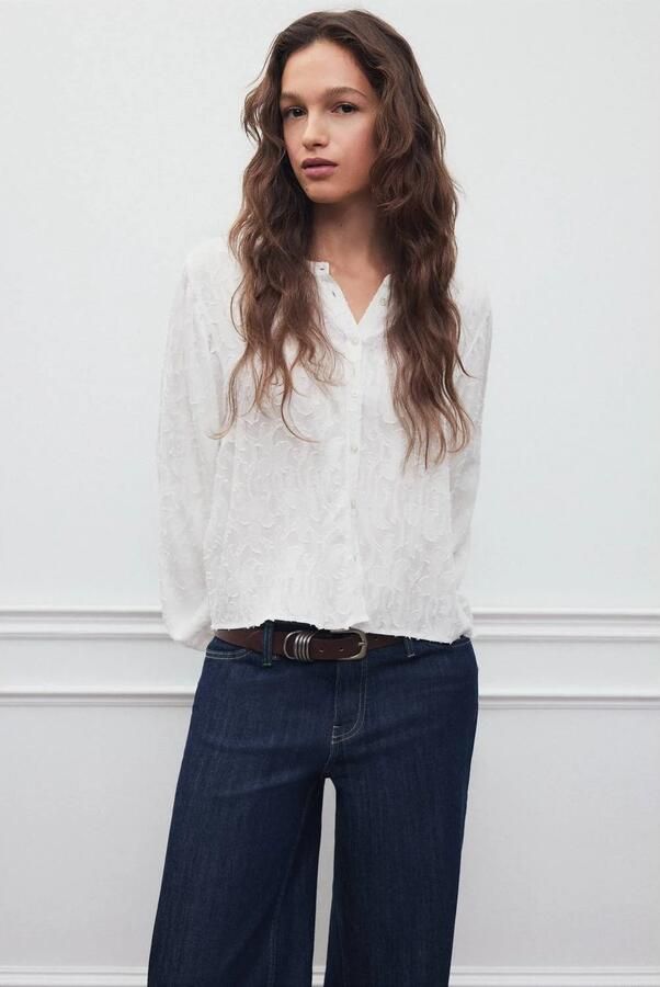 MANGO TEEN jacquard blousetop naturel wit - Foto 3