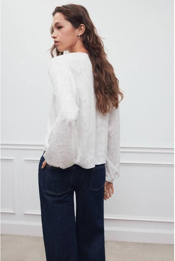 MANGO TEEN jacquard blousetop naturel wit