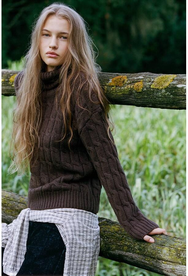 MANGO TEEN kabeltrui donkerbruin - Foto 3