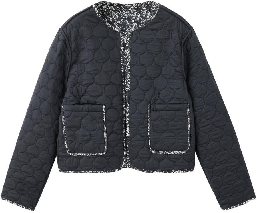 MANGO TEEN katoenen gebloemde reversible jas antraciet ecru