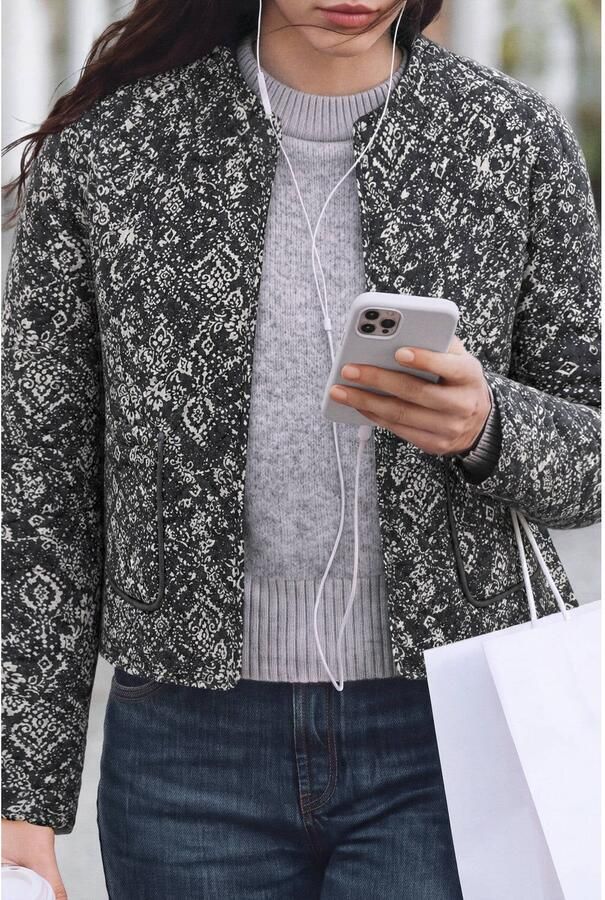 MANGO TEEN katoenen gebloemde reversible jas antraciet ecru - Foto 2