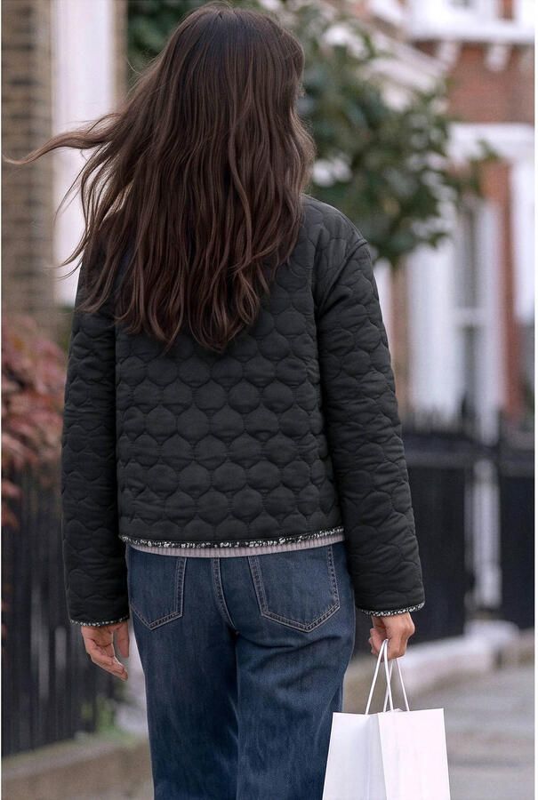MANGO TEEN katoenen gebloemde reversible jas antraciet ecru - Foto 3